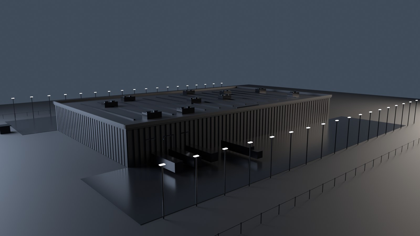 FALCON TEST SITE 1, an all-black integrated warehouse and test facility